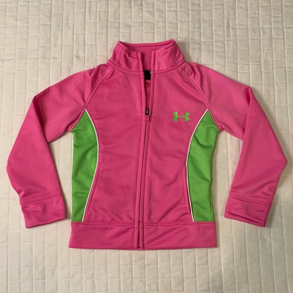 Under Armor Baby Girls Pink And Green Track Jacket, Size 4 - Picture 15 of 15
